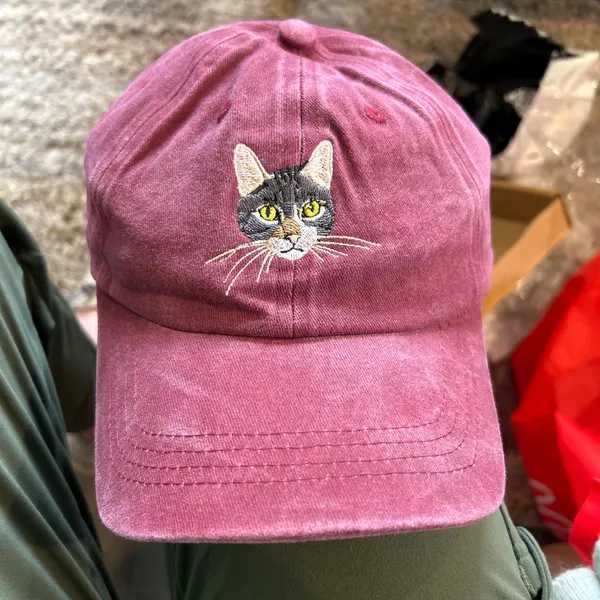 Custom Embroidered Pet Portrait Hat Personalized Dog & Cat Baseball Cap Gift for Cat Owners Pet Lover Gift Christmas Gift