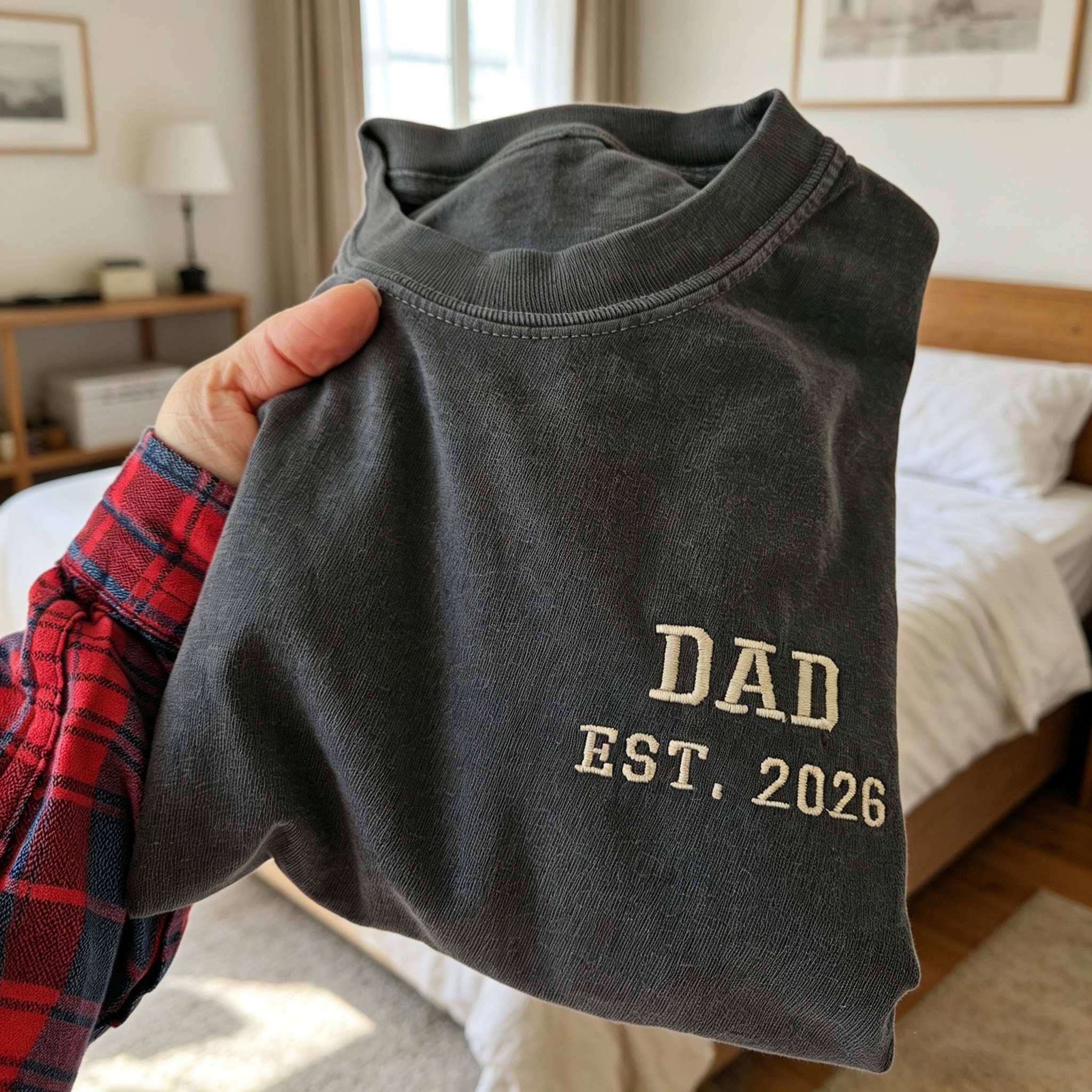 Embroidered ''Dad Est. 2026'' Shirt – Comfort Colors Tee, Gift for New Dad, Father's Day Gift