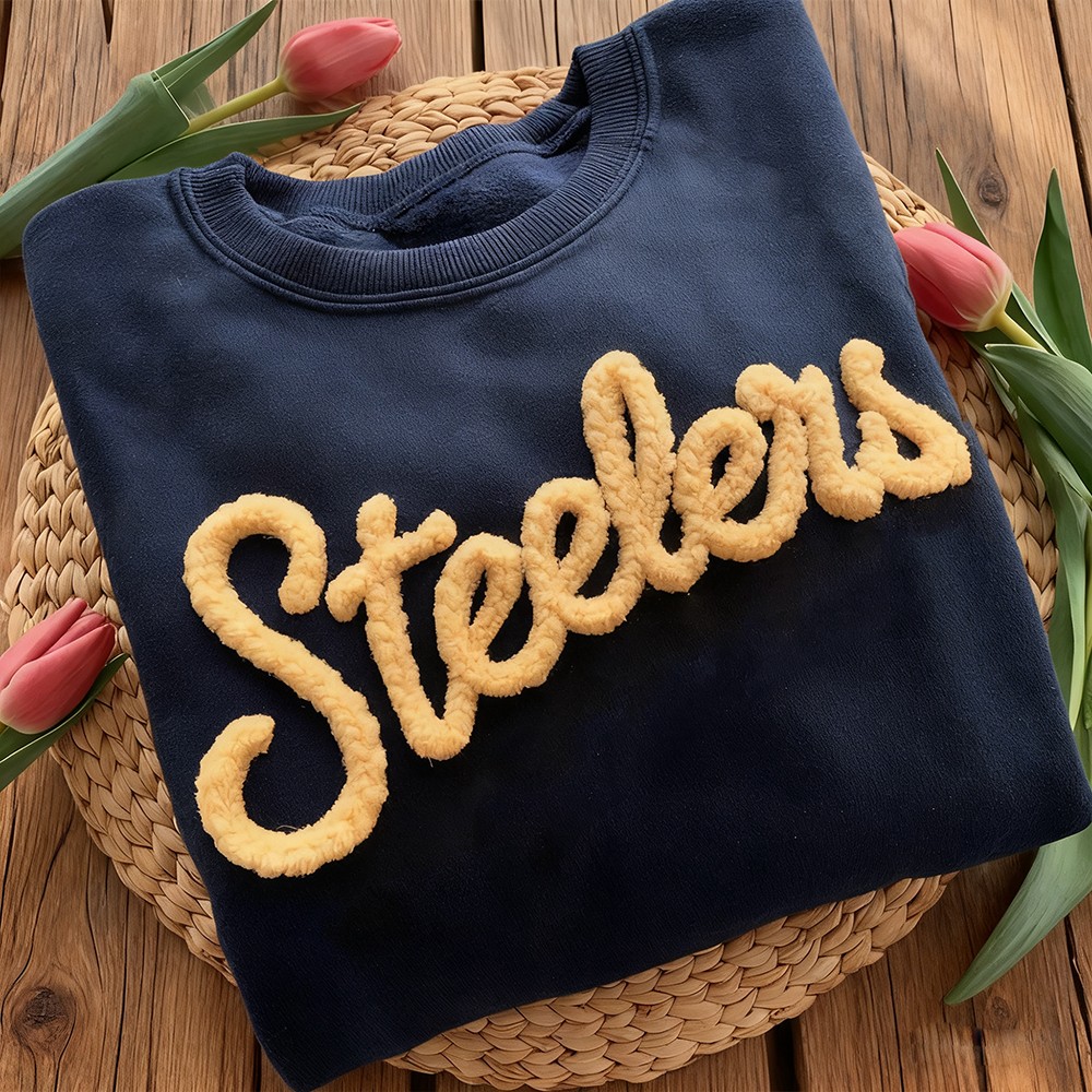 Custom Chenille Embroidered Team Sport Sweatshirt with Game Day Fuzzy Letter Unique Gift for Game Day