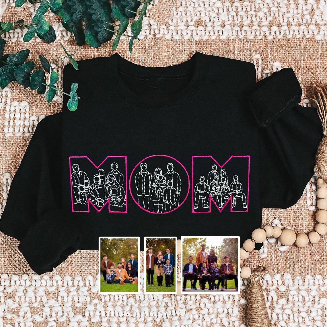 Custom Mom Embroidered Portrait Photo Sweatshirt New Mom Gift Unique Gifts for Mom Mother's Day Gift Ideas