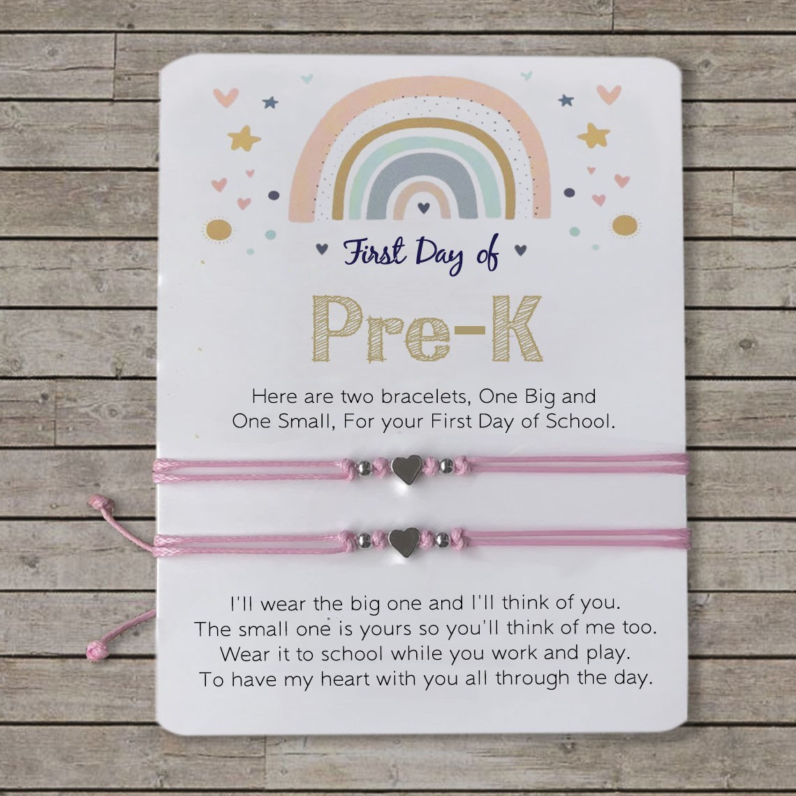 First Day of Pre-K Mommy and Me Matching Bracelets Back to School Bracelet for Kids