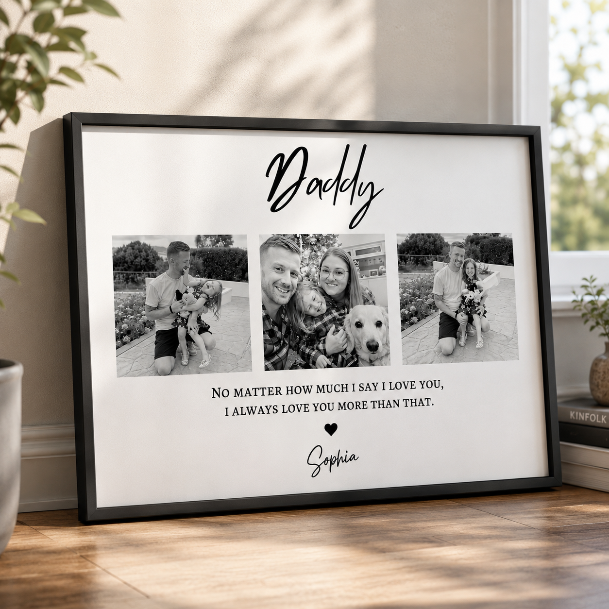 Personalized Daddy Photo Print Frame Gift for Dad Father's Day Gifts