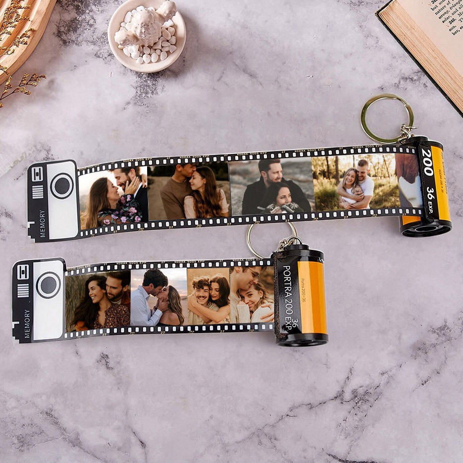 Personalized Photo Film Roll Keychain for Couple Memorial Gifts for Her Him Anniversary Gift Valentine's Day Gift Ideas