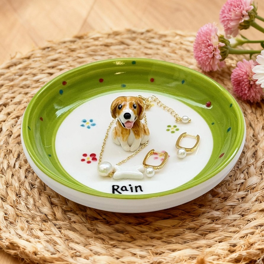 Personalized Pet Figurine Jewelry Dish with Name Gifts for Dog Owners Pet Lover Gifts Christmas Gift