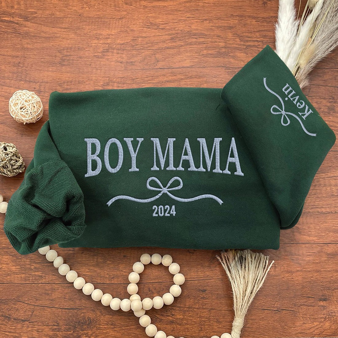 Personalized Boy Mama Embroidered Sweatshirt With Kids Names Birthday Gifts for Mom New Mom Gift Unique Mother's Day Gift