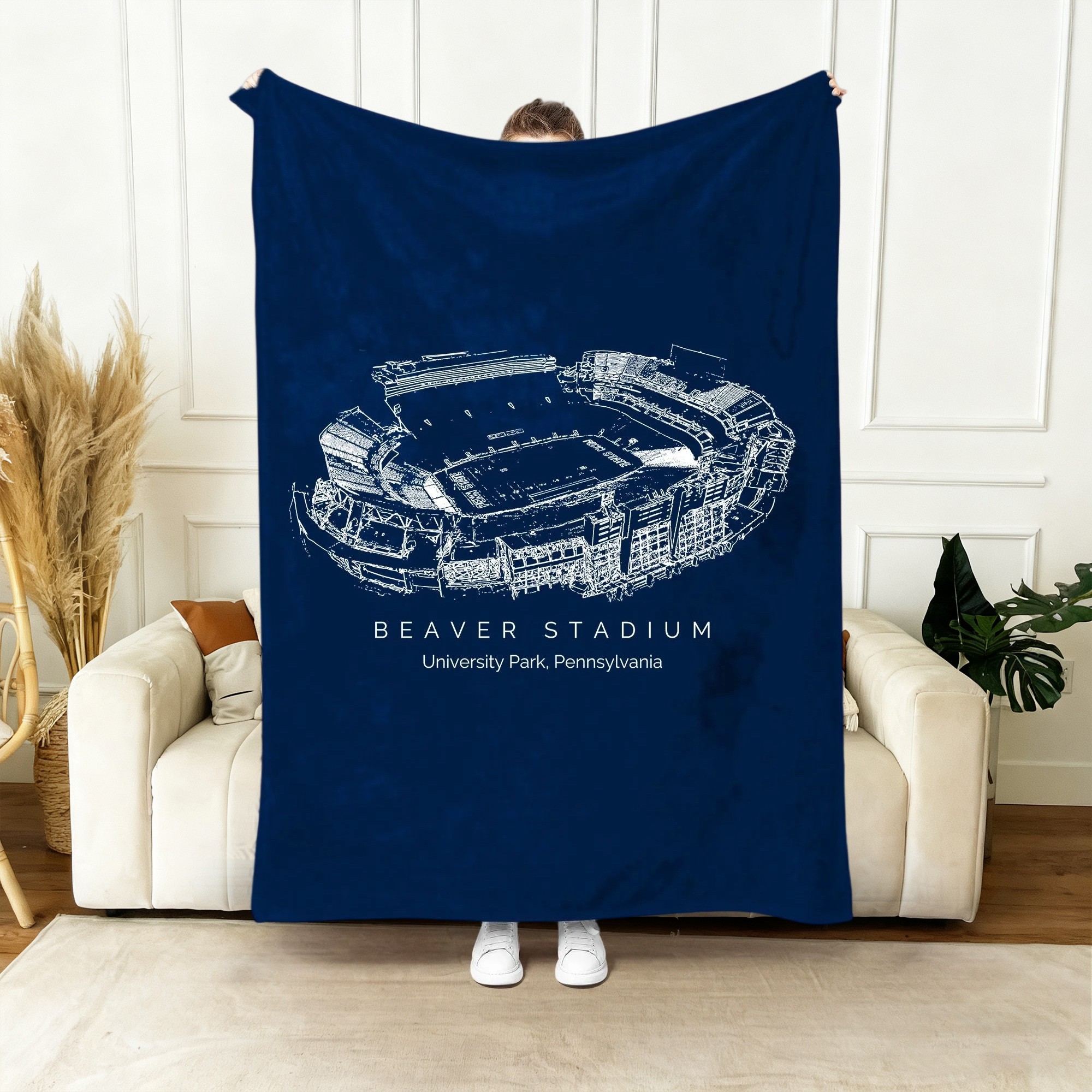 Beaver Stadium Football Blanket for Game Day Gift for Sport Lovers Christmas Gift