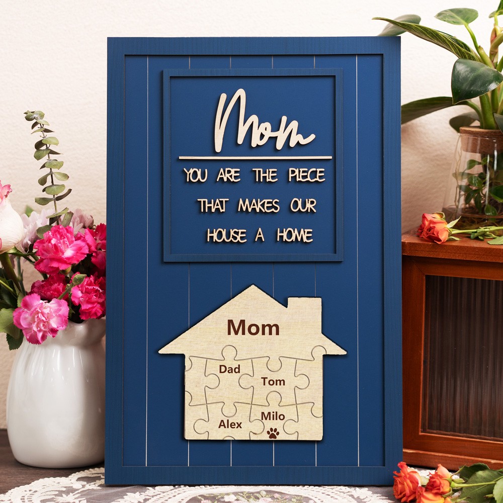 Mom You Are The Piece That Makes Our House A Home Personalized Mom Puzzle Sign Gift for Mom Grandma Mother's Day Gifts