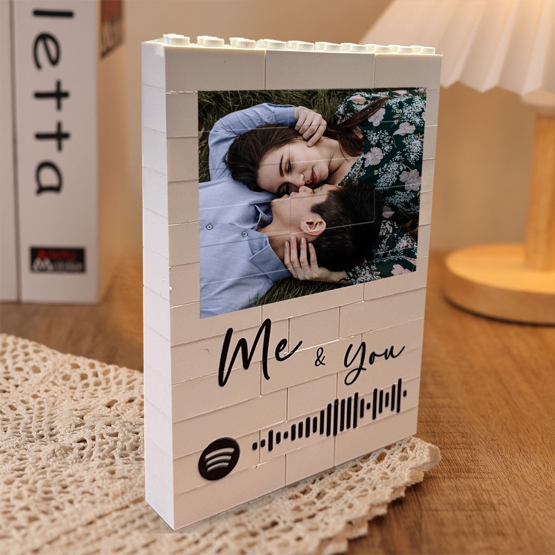 Personalized Spotify Music Song Photo Building Block Puzzle Anniversary Gifts for Her Valentine's Day Gift for Couples