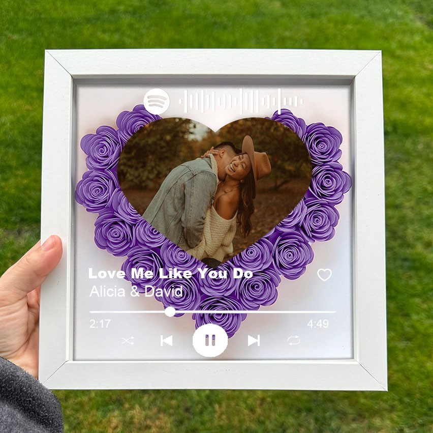 Personalized Spotify Music Album Flower Shadow Box