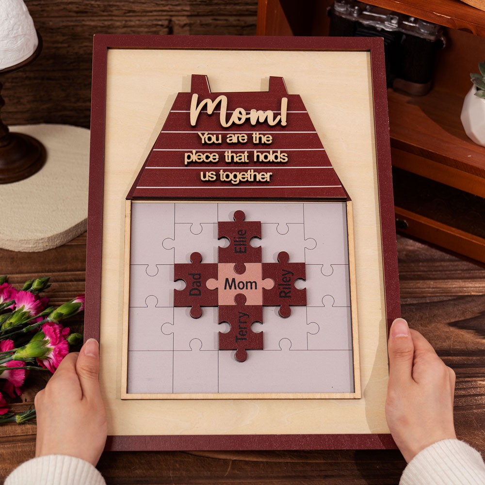 Mom You Are The Piece That Holds Us Together Personalized Mom Puzzle Sign Gift for Mom Grandma Mother's Day Gifts