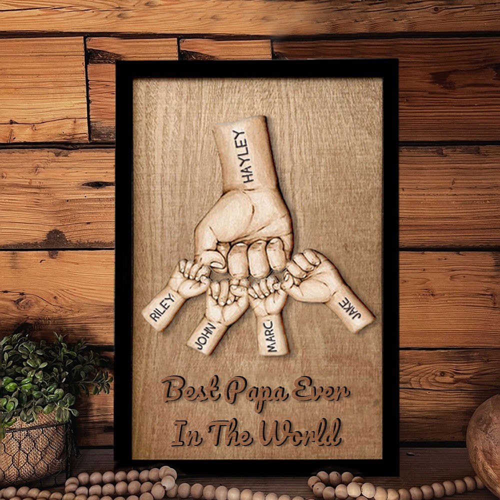 Personalized Best Papa Ever Fist Bump Sign Keepsake Father's Day Gift 