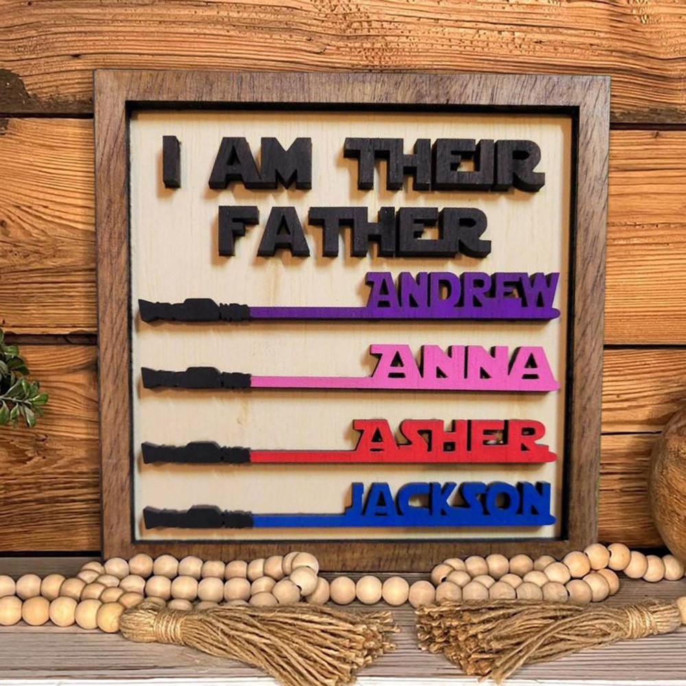 Personalized Wooden Sign with Kids Names for Dad