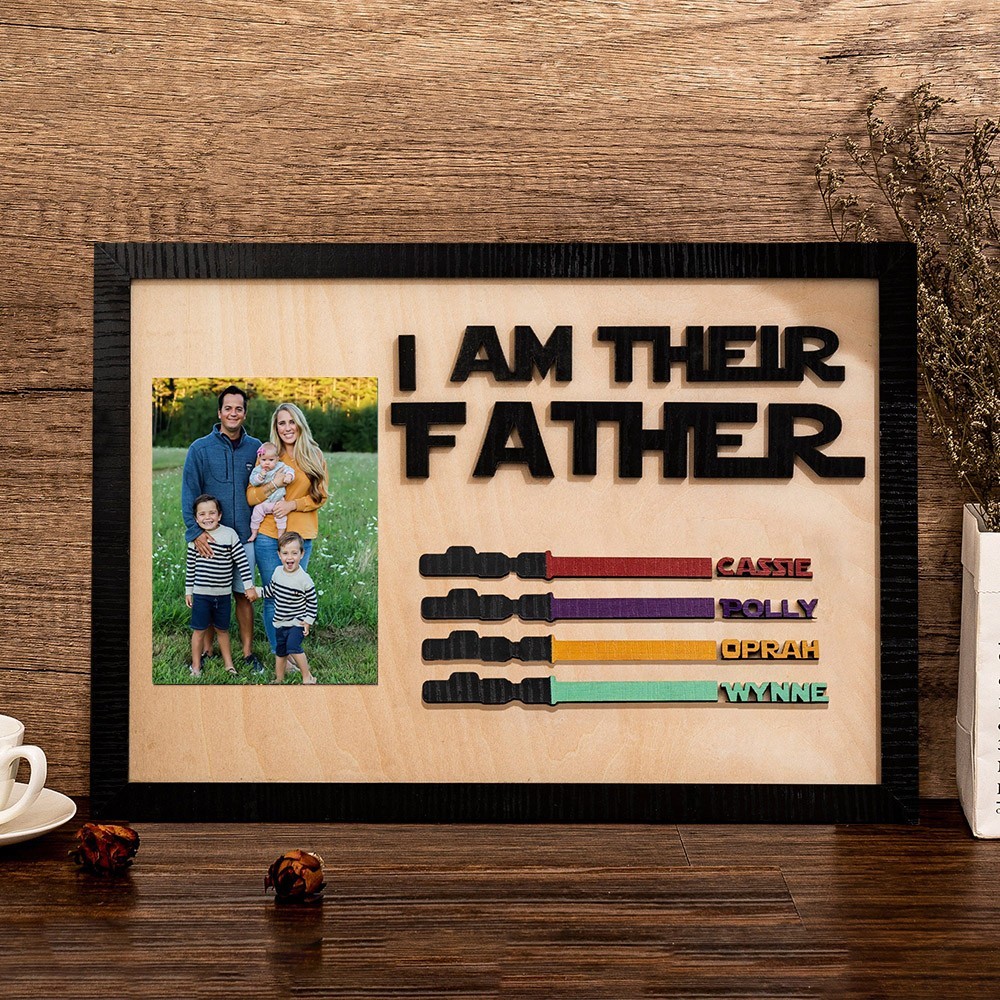 Personalized I Am Their Father Wooden Sign with Photo for Dad