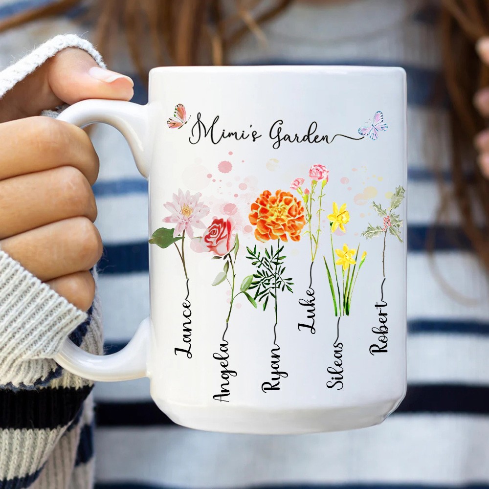 Personalized Grandma's Garden Mug With Birth Flower