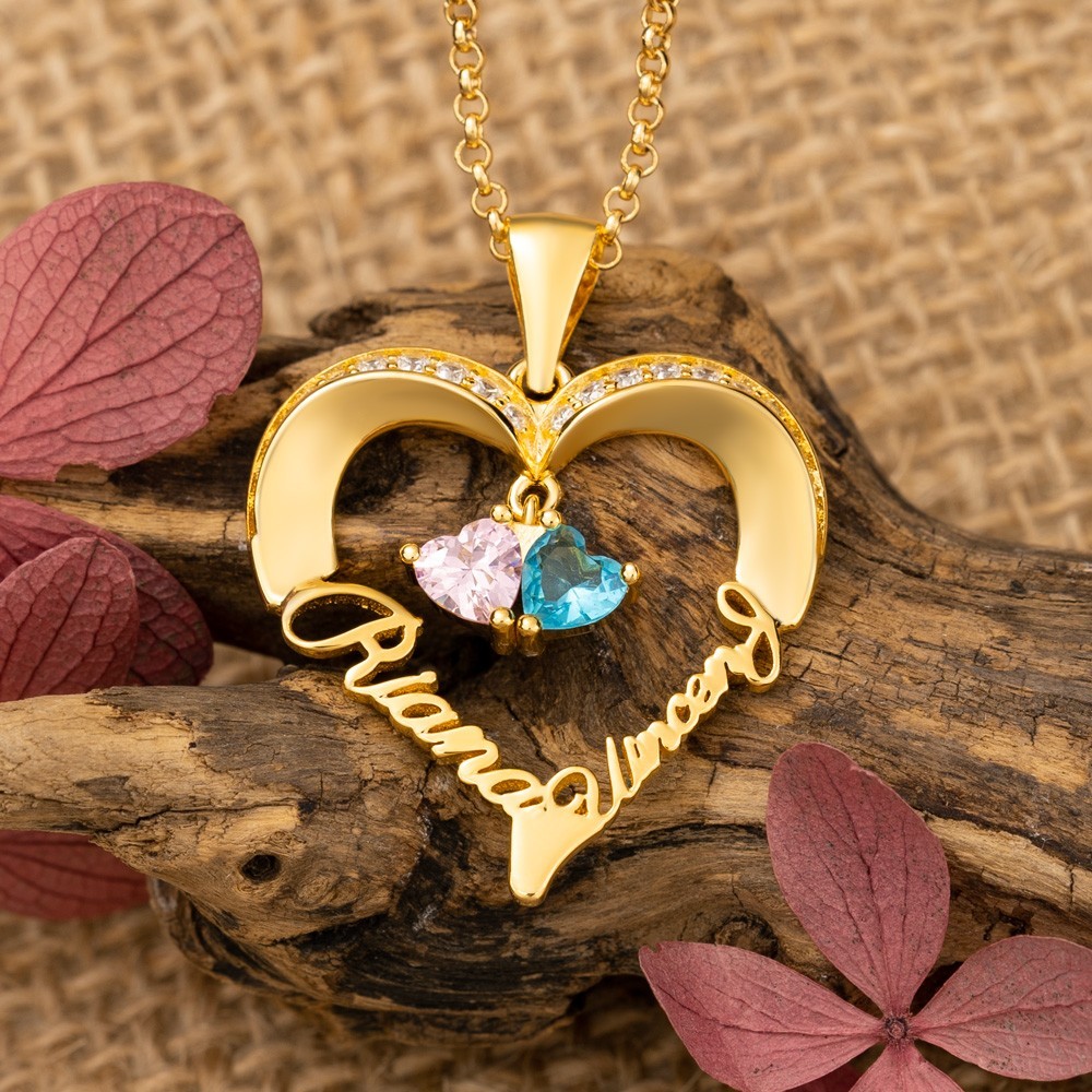 Personalized To My Soulmate Heart Shaped Names Birthstone Necklace Anniversary Gift For Her Couple Gift Ideas