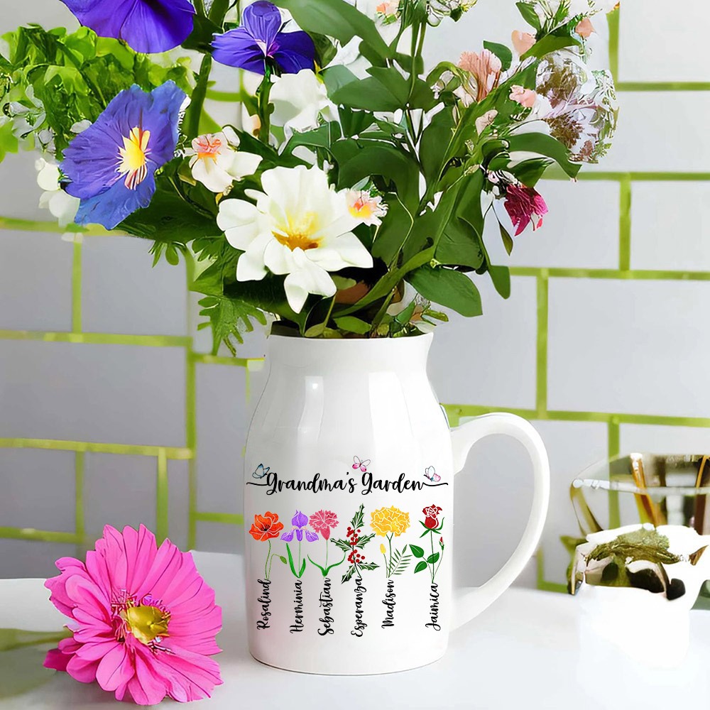 Personalized Grandma's Garden Birth Flower Vase