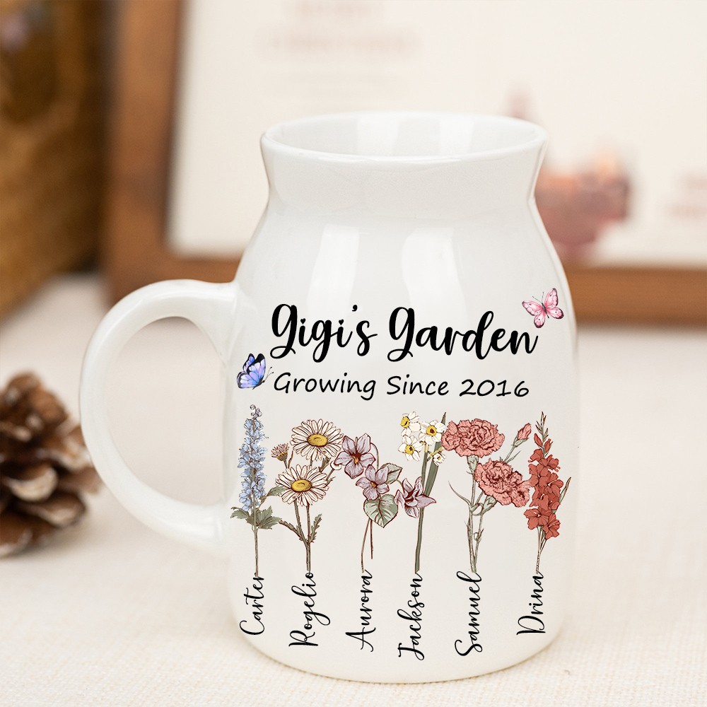 Personalized Birth Flower Vase Mothers Day Gifts