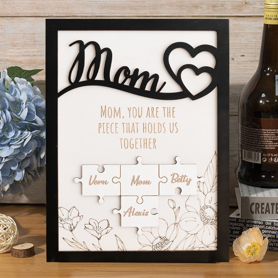 Personalized Handmade Wooden Puzzle Frame for Mom