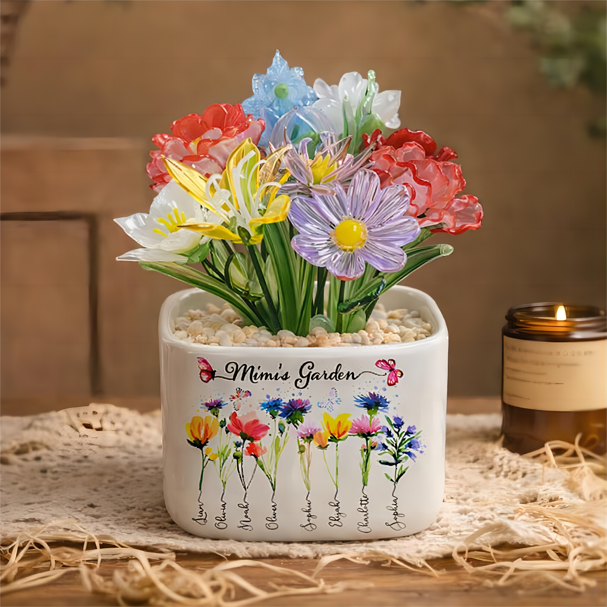 Personalized Mimi's Garden Mini Glass Birth Month Flower Unique Keepsake Gifts for Mom Grandma Mother's Day Gift Ideas