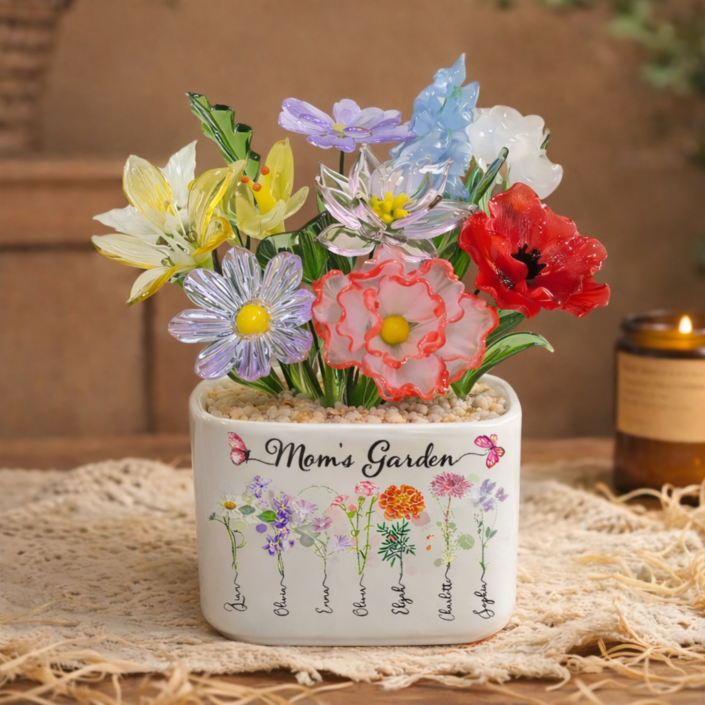 Custom Mom's Garden Mini Glass Birth Month Flower Unique Family Keepsake Gifts for Mom Grandma Mother's Day Gift Ideas
