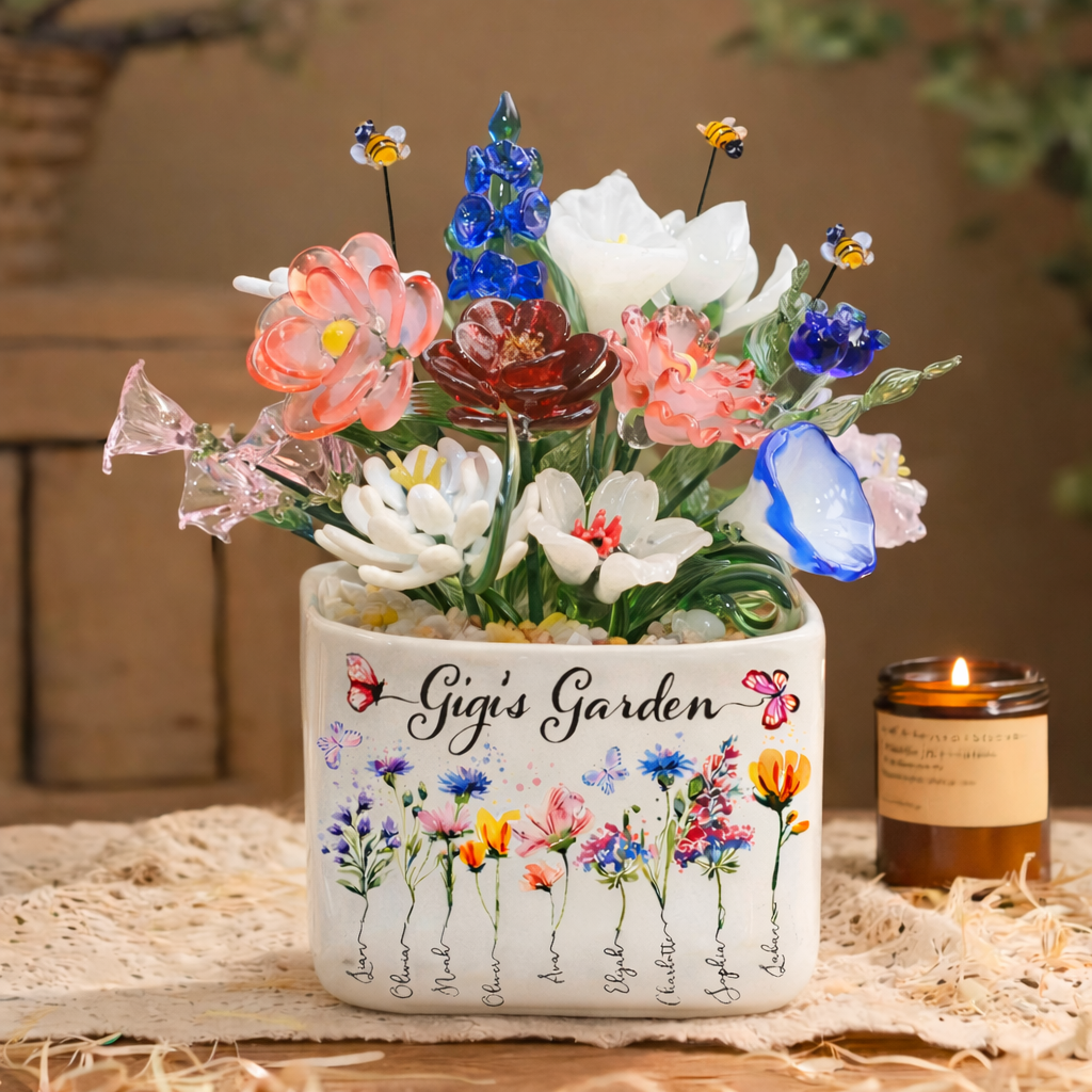 Personalized Gigi's Garden Mini Glass Birth Month Flower Unique Family Keepsake Gifts for Mom Grandma Mother's Day Gift Ideas