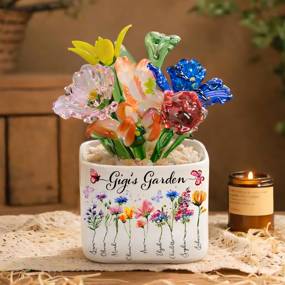 Personalized Gigi's Garden Mini Glass Birth Month Flower Keepsake Gifts for Mom Grandma Unique Mother's Day Gifts
