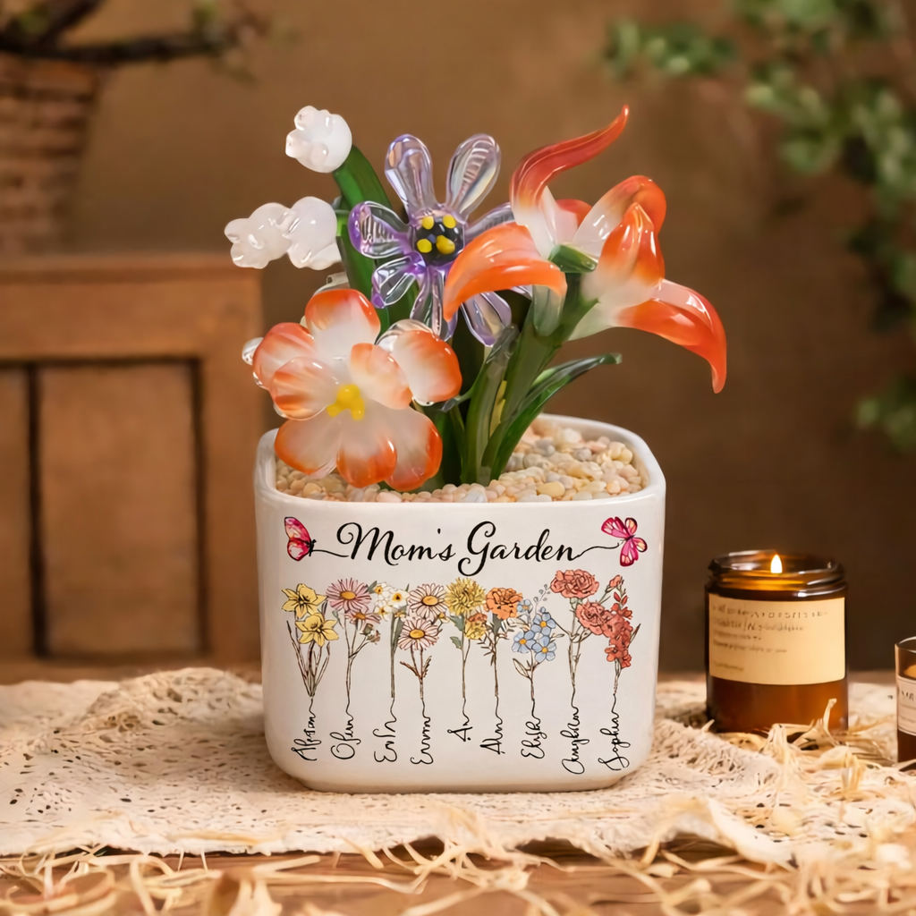 Personalized Mom's Garden Mini Glass Birth Month Flower Unique Keepsake Gifts for Mom Grandma Mother's Day Gift Ideas