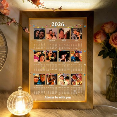 Custom Photo Calendar LED Night Light Frame Unique Gift for Couples Anniversary Gift for Her Valentine's Day Gifts