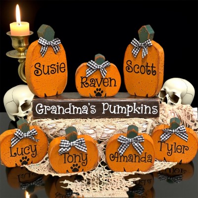 Grandma's Pumpkin Halloween Decor Personalized Family Pumpkins Decor with Kids Names Unique Halloween Gifts