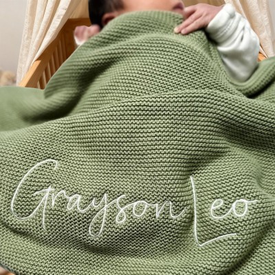 Custom Embroidered Baby Name Blanket Unique Baby Shower Gift Keepsake Gift for Kids Christmas Gift