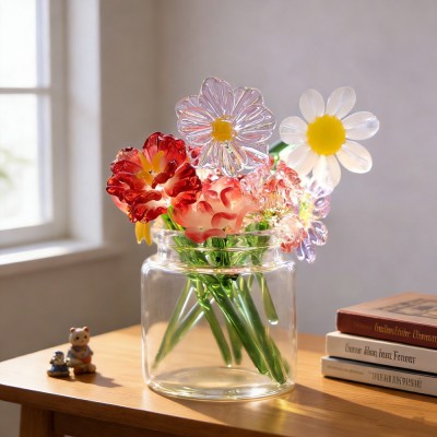 Personalized Mini Glass Birth Month Flower Gifts for Mom Grandma Mother's Day Gift