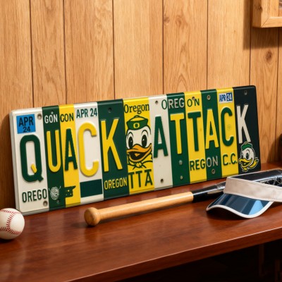 Quack Attack License Plate Sign Oregon Ducks Wall Art Dorm & Game Day Decor Christmas Gift