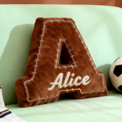 Personalized Football Themed Letter Shaped Pillow with Custom Name Football Fans Gifts Christmas Gift for Football Lover