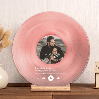 Personalized Couple Song Plaque Vinyl Record with Photo Anniversary Gifts for Her Him Valentine's Day Gifts for Couple