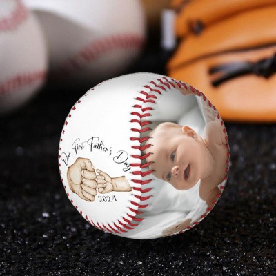 Personalized Photo Baseball First Father's Day Gift Ideas Gift For Dad