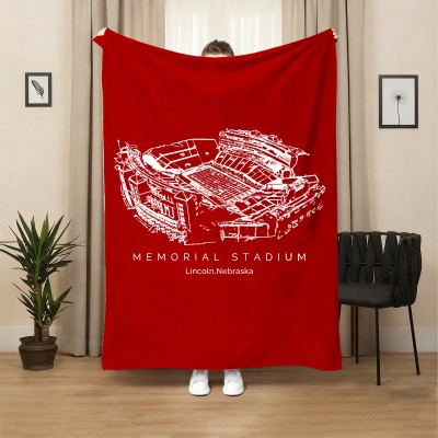 Memorial Stadium Football Blanket for Game Day Gift for Sport Lovers Christmas Gift