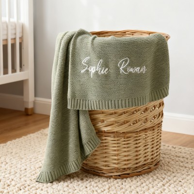 Custom Embroidered Baby Name Blanket Unique Baby Shower Gift Keepsake Gift for Kids Christmas Gift