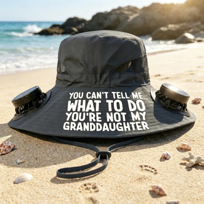 Funny Quote Men's Wide Brim Solar Fan Hat, You Can't Tell Me What To do,Father's Day Gift, Hat Fan For Him