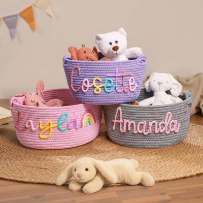 Personalized Handmade Baby Basket with Name Toys Storage Basket Baby Shower Gift Newborn Gift 