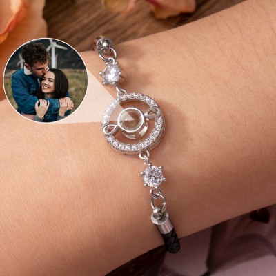 Personalized Women Photo Projection Bracelet with Picture Inside Anniversary Gift Ideas Unique Valentine's Day Gifts for Her