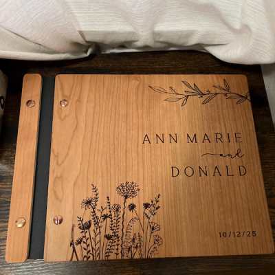 Wooden Wedding Guest Book Custom Rustic Sign Book for Reception Wedding Keepsake Gifts Anniversary Gift