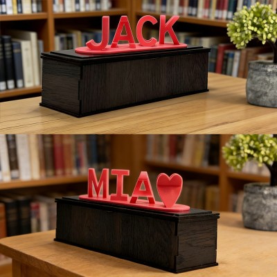 Personalized 3D Printed Dual Name Illusion Sign for Couples Anniversary Gifts for Her Valentine's Day Gift