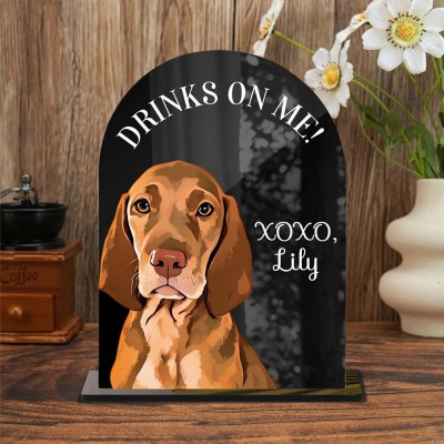 Custom Pet Portrait Wedding Bar Sign Dog Signature Drinks Menu Sign Acrylic Bar Menu Signage