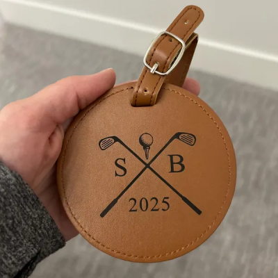 Personalized Engraved Leather Golf Bag Tag for Men Golf Tee Holder Gift for Golf Lovers Anniversary Gift Valentine's Day Gifts