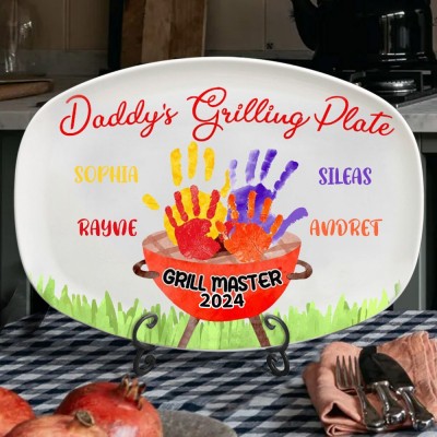 Personalized Grilling Master Plate with Handprint Father's Day Gifts