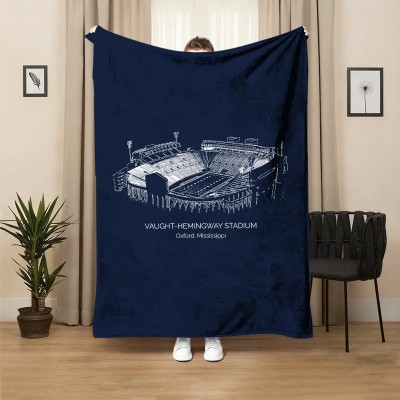 Vaught–Hemingway Stadium Football Blanket for Game Day Gift for Sport Lovers Christmas Gift