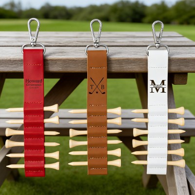 Personalized Engraved Leather Golf Bag Tag for Men Golf Tee Holder Gift for Golf Lovers Anniversary Gift Valentine's Day Gifts