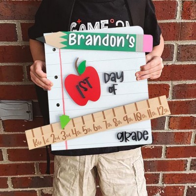 Custom Wooden Back to School Photo Prop Sign Interchangeable Sign Gifts Of First/100th/Last Day of School for Kids