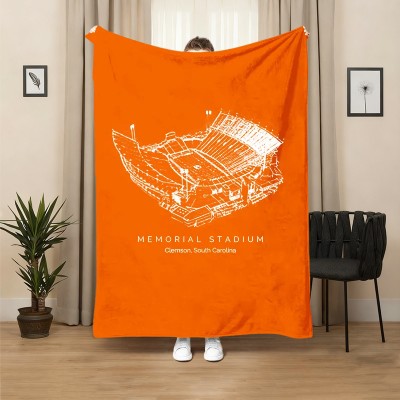 Memorial Stadium Football Blanket for Game Day Gift for Sport Lovers Christmas Gift
