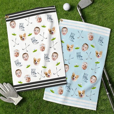 Custom Baby Face Golf Towel Best Dad By Par Towel Golf Lover Gifts Funny Gifts for Dad Birthday Gifts for Him